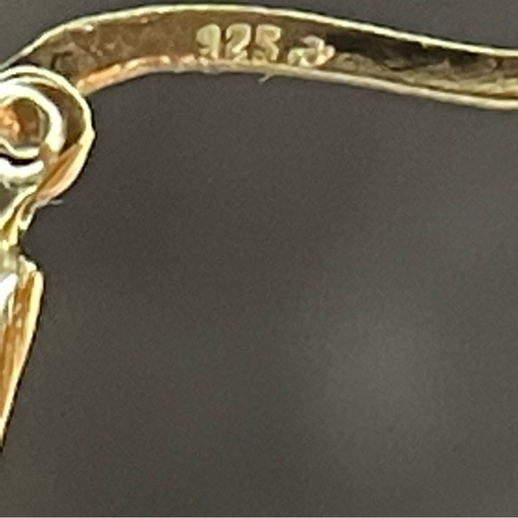 Vintage 10K Gold Plated 925 Sterling Silver Swirled Oval Hoop Earrings - Picture 5 of 5